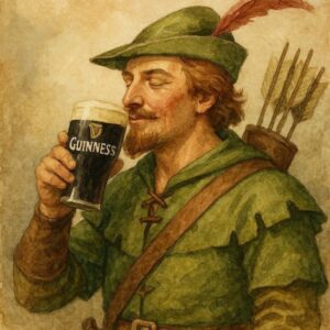 Illustrated Archer with Guinness Pint Wall Art