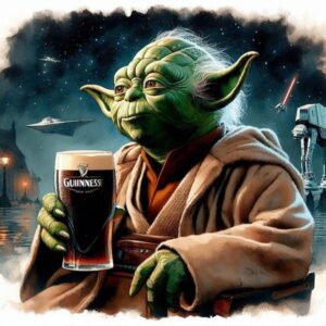 Green Pointy-Eared Space Mentor with Stout Pint Art