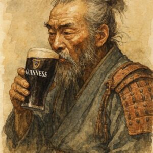 Watercolor Warrior with Guinness Stout Illustration