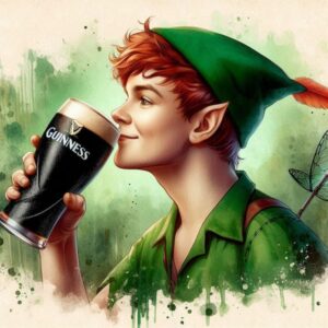 Red-Haired Elf with Stout Glass Illustrated Wall Art