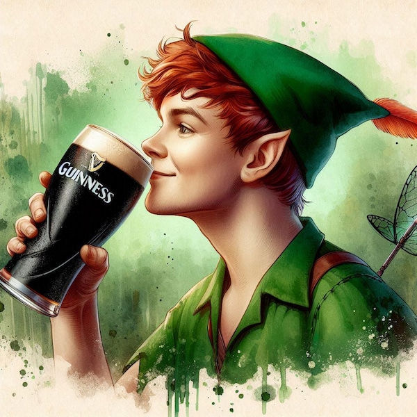 Green-Hatted Elf with Stout Glass Fantasy Artwork