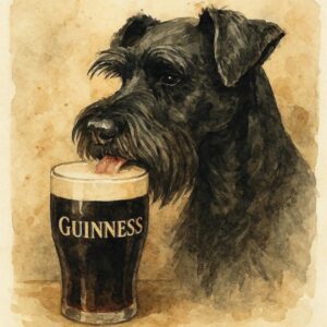 Schnauzer and Stout Glass Watercolor-Style Artwork