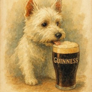 Watercolor Terrier with Stout Pint Artwork