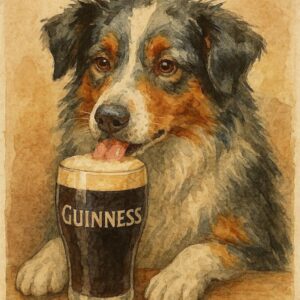 Watercolor Dog Licking Stout Pint Wall Art