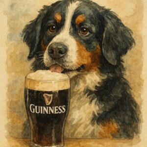 Watercolor-Style Dog with Guinness Pint Wall Art