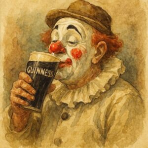 Watercolor Clown Drinking Guinness Inspired Wall Art