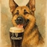 German Shepherd Dog Portrait with Coffee Cup Design