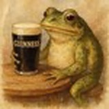 Vintage-Style Frog Beside Dark Drink Wall Art