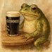 Whimsical Frog with Coffee Cup Vintage-Style Art Print