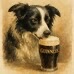 Vintage-Style Terrier and Stout Mug Illustration