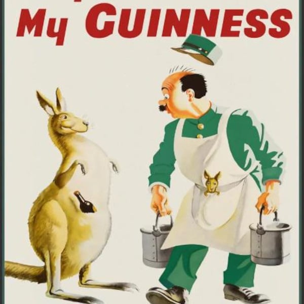 My Guinness Kangaroo and Brewer Vintage-Style Wall Art