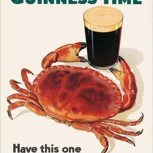 Crab and Stout Guinness Time Retro-Style Wall Art