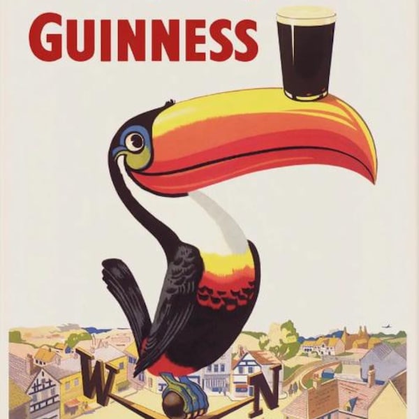 Guinness Toucan Vintage-Style Beer Poster Wall Art