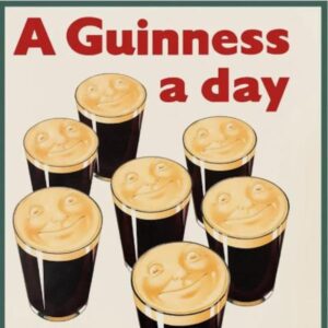 A Guinness a Day Smiling Pint Illustration Wall Art