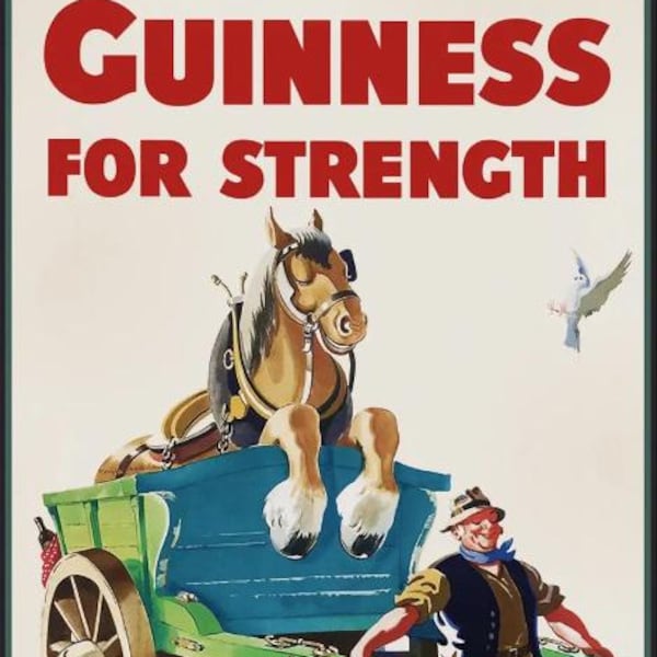Guinness for Strength Horse Cart Illustrated Wall Art