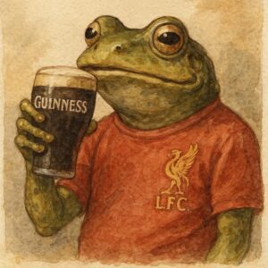 Watercolor Frog in L.F.C. Shirt with Stout Pint