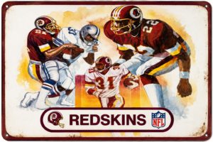 Redskins Football Players Retro-Style Metal Wall Sign