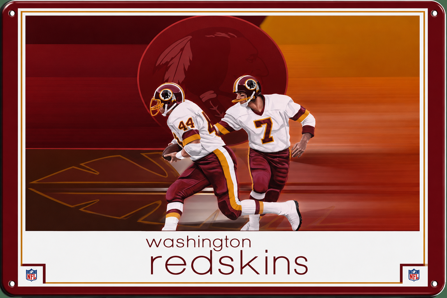 Washington Redskins Football Players Burgundy Wall Sign