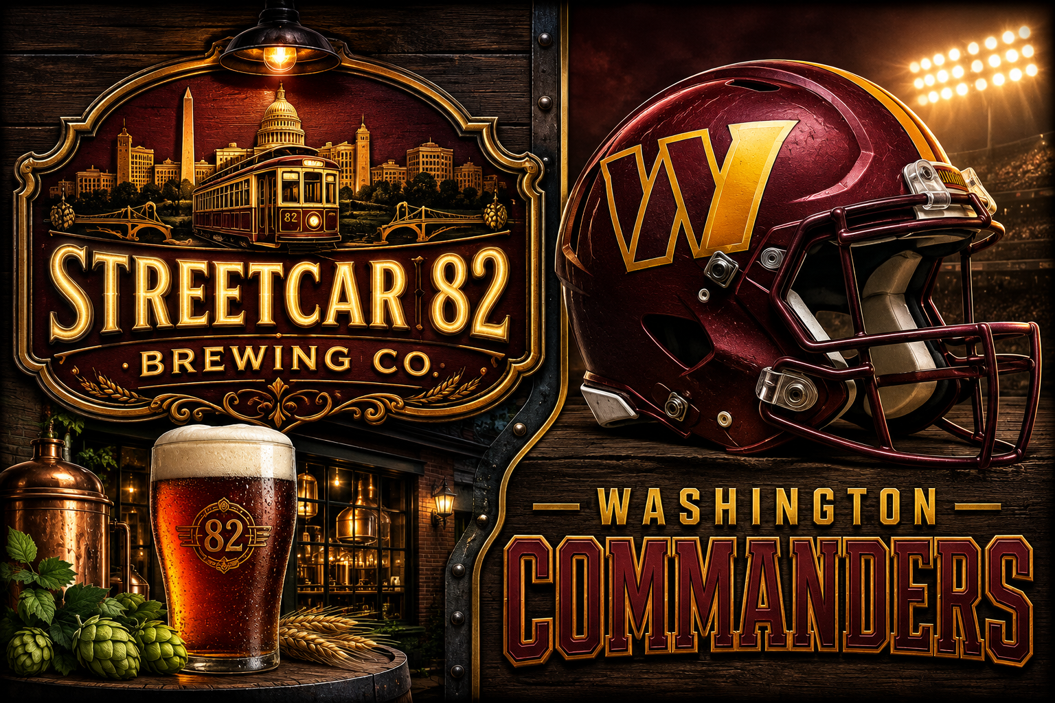 Washington Football & Streetcar 82 Brewery-Themed Wall Art