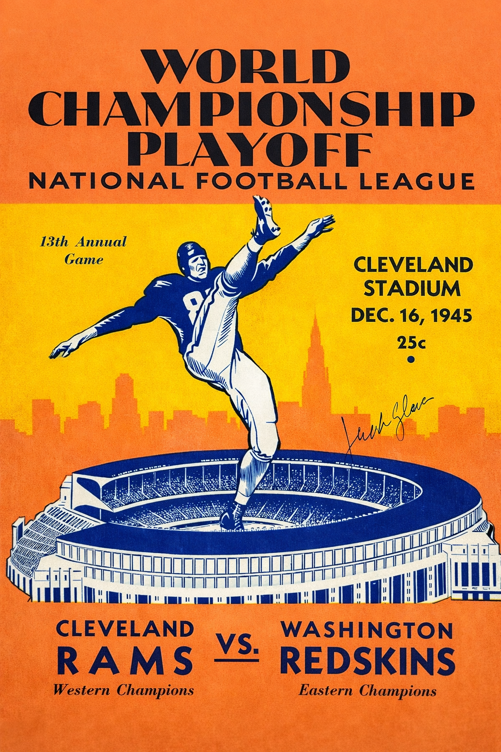 1945 World Championship Playoff Football Poster Design