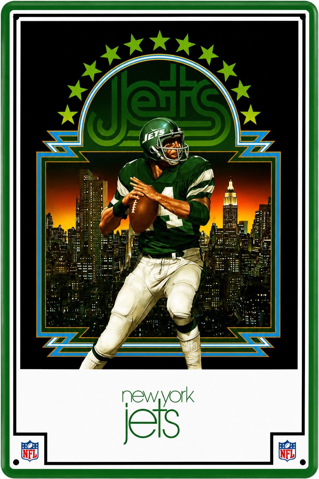 New York Jets Quarterback Skyline Decorative Wall Sign