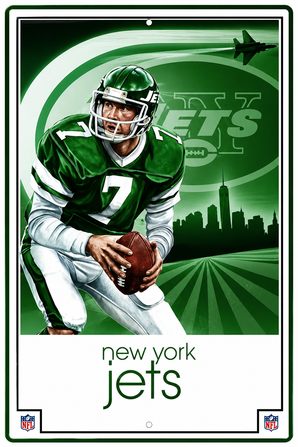 New York Jets Football Player #7 Green Wall Art