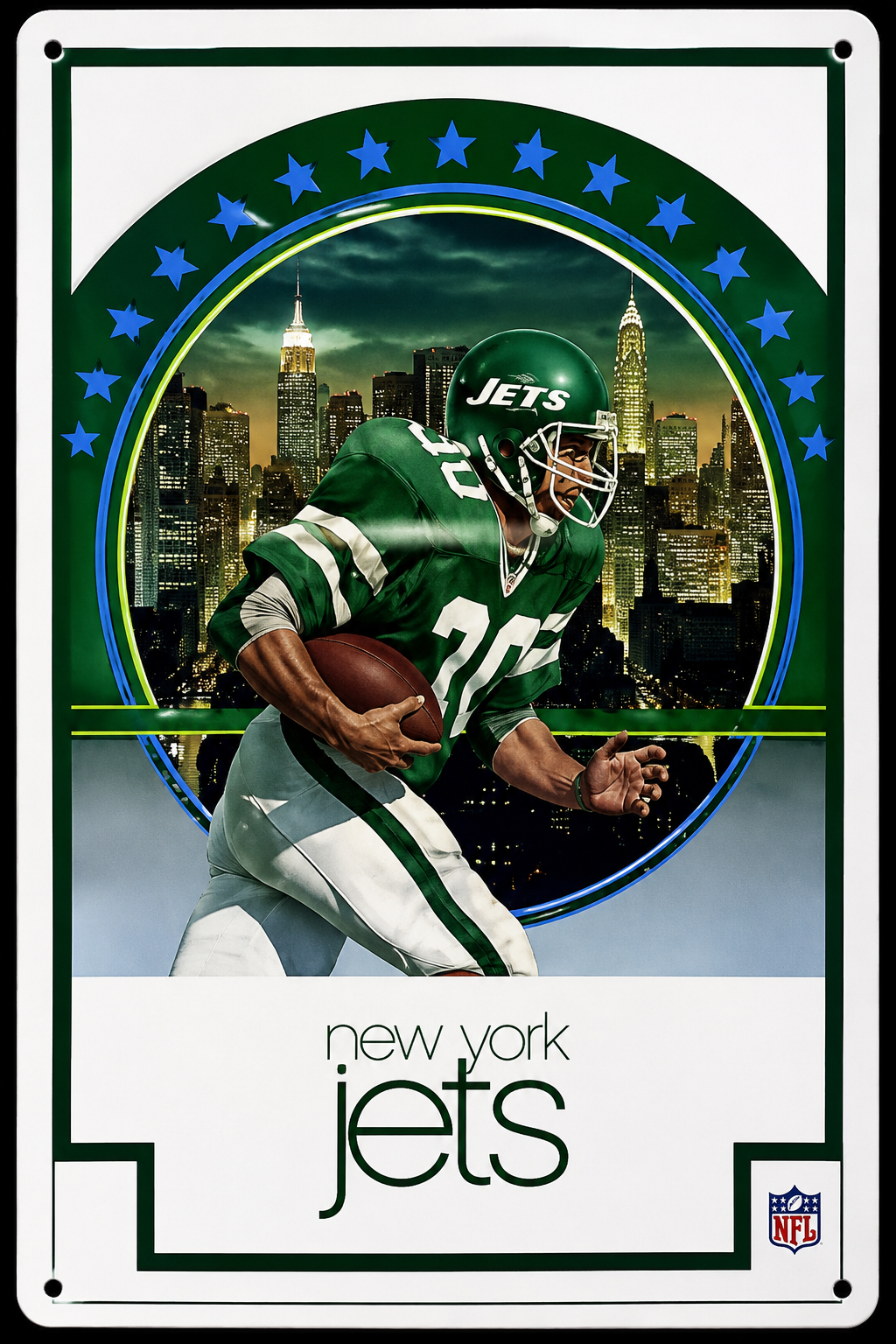New York Jets Football Player Cityscape Wall Sign