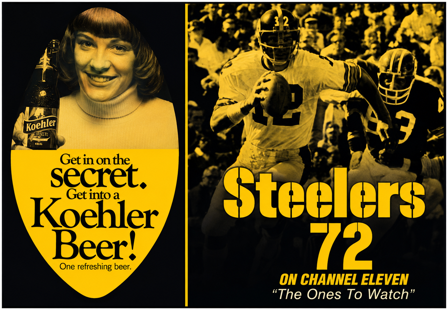 Koehler Beer & Steelers 72 Retro-Style Sports Poster