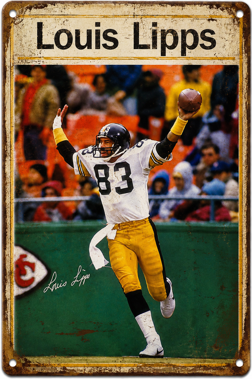 Louis Lipps Football Player #83 Distressed Wall Sign