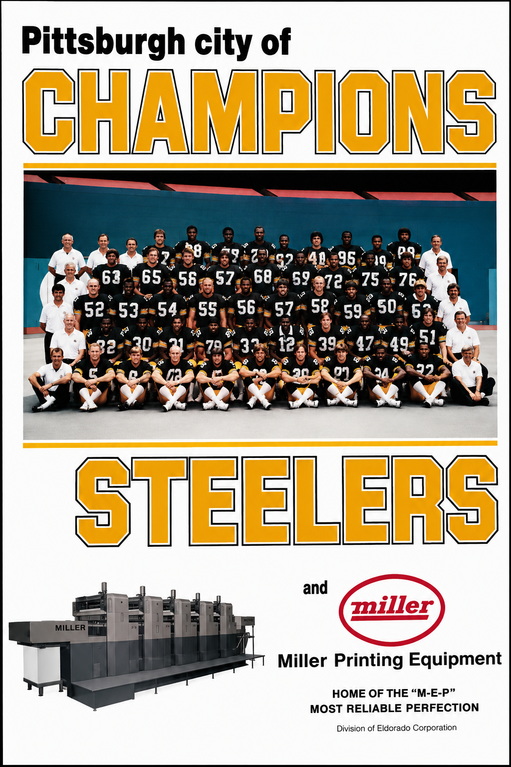 Pittsburgh City of Champions Steelers Team Poster