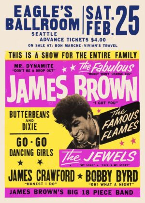 James Brown Seattle Ballroom Concert Poster Print