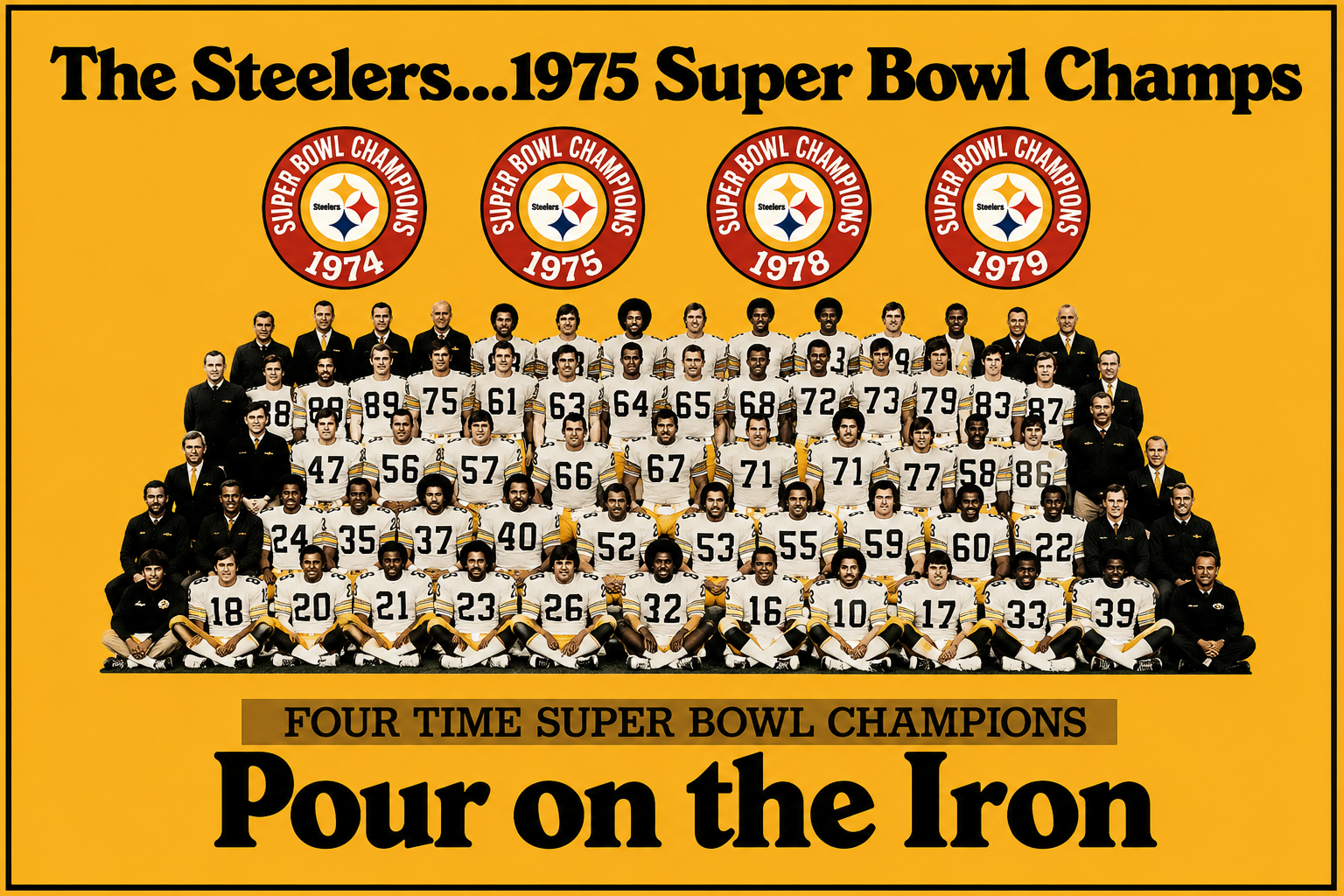Pittsburgh Steelers 1975 Super Bowl Champs Team Poster