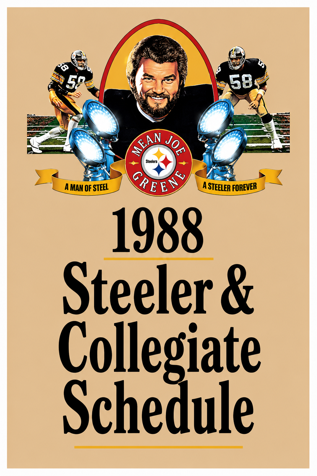 1988 Steelers & Collegiate Schedule Football Poster