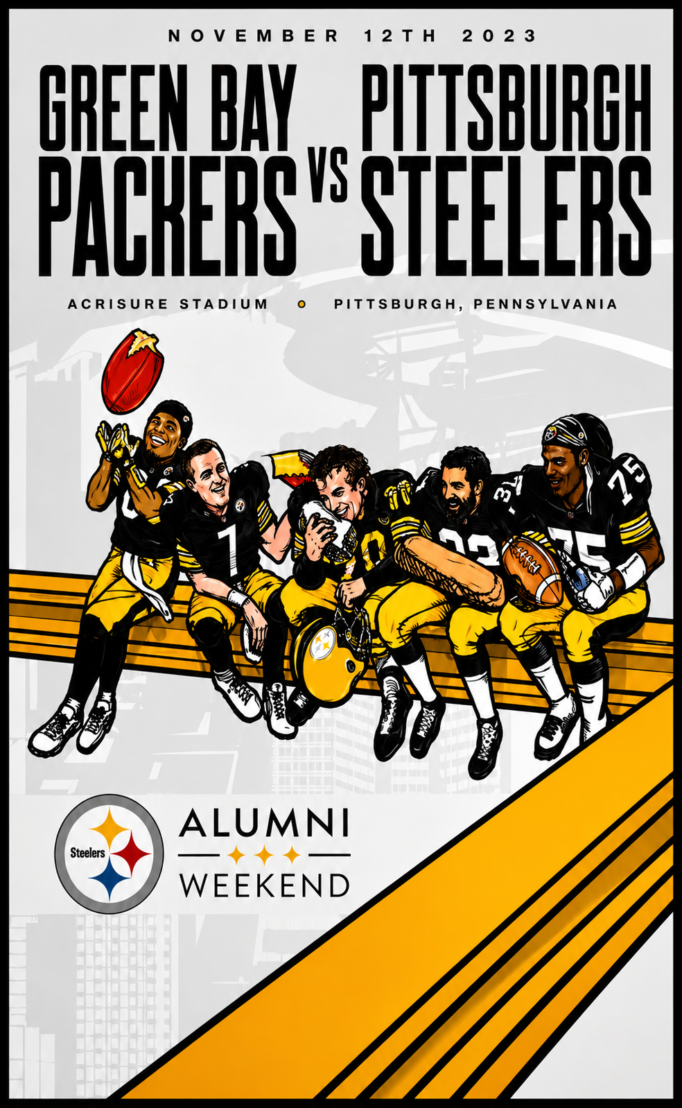 Green Bay vs Pittsburgh Alumni Weekend Game Poster 2023