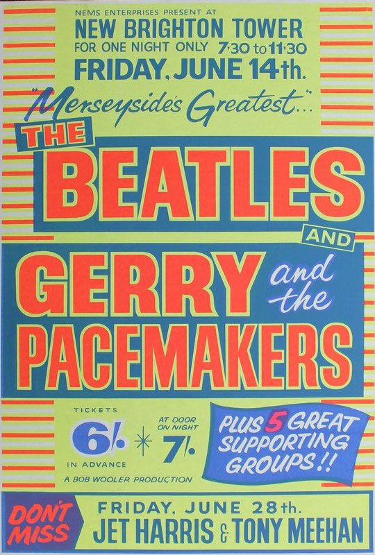 Vintage-Style Beatles Gerry and the Pacemakers Concert Poster