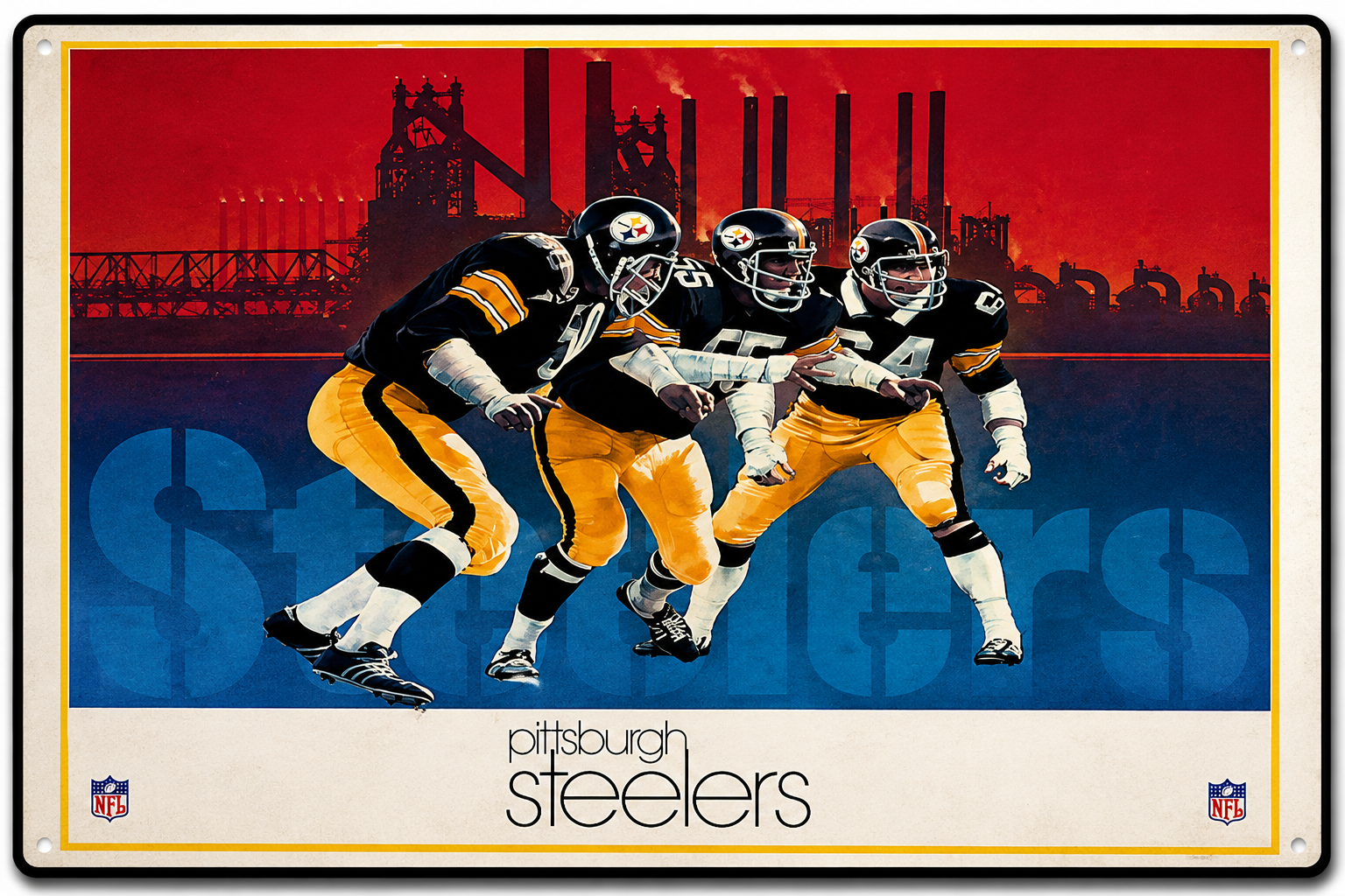 Pittsburgh Steelers Football Industrial Skyline Wall Sign