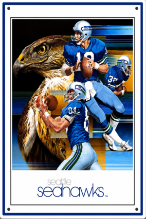 Seattle Seahawks Eagle and Football Players Wall Sign