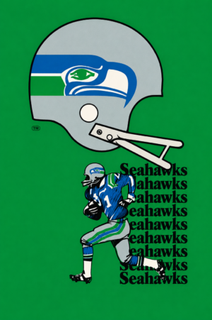 Seattle Football Helmet and Player Graphic Wall Art