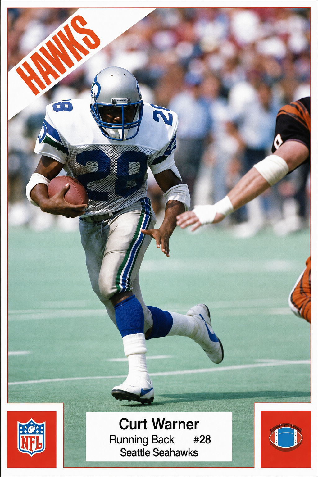Curt Warner Seattle Seahawks #28 Running Back Football Poster