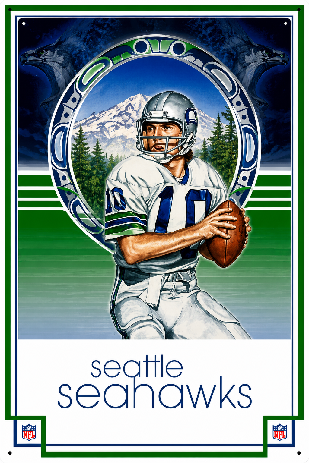 Seattle Seahawks Football Player Mountain Wall Art Print