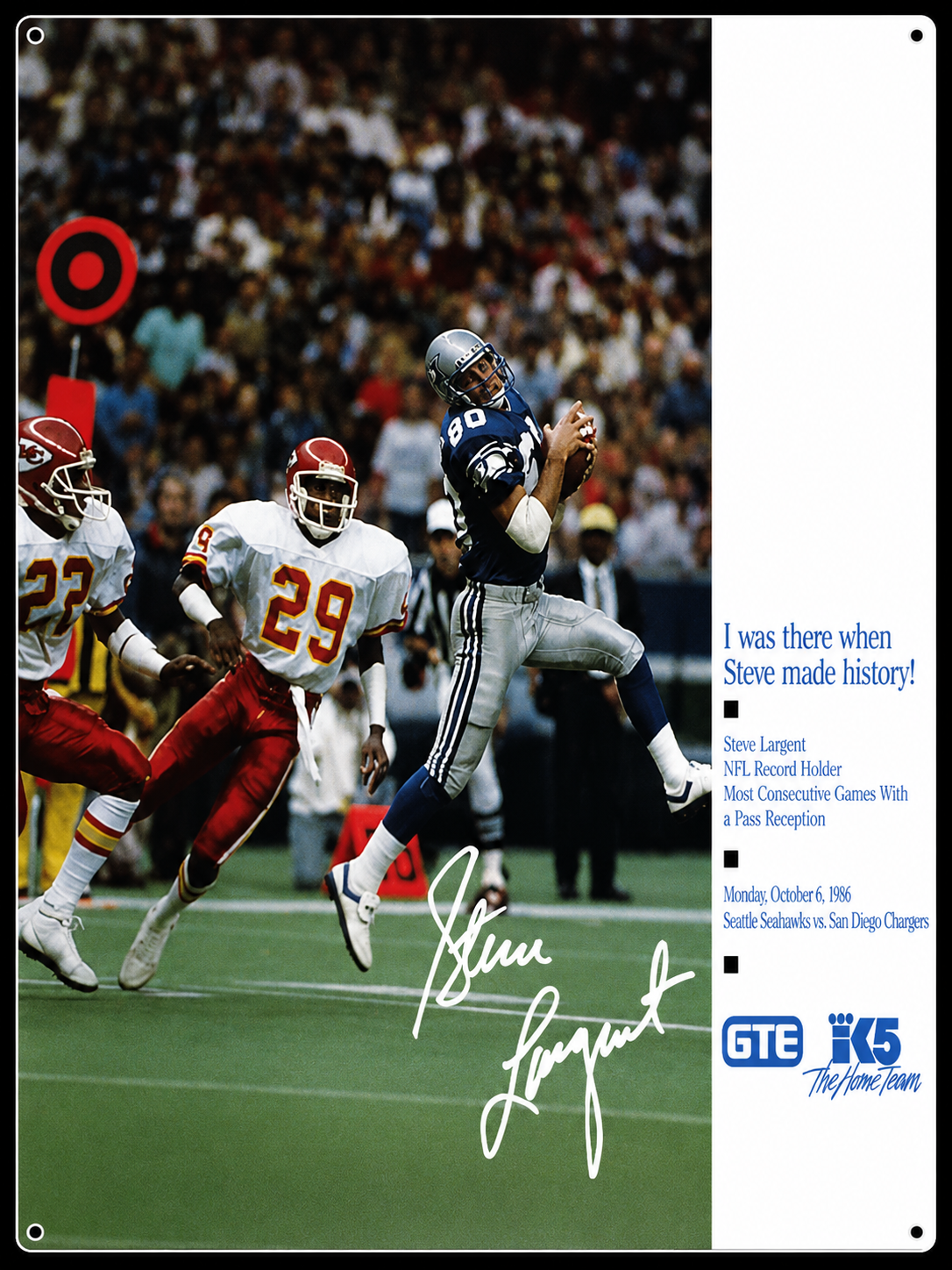 Steve Largent Football History Vintage-Style Metal Sign