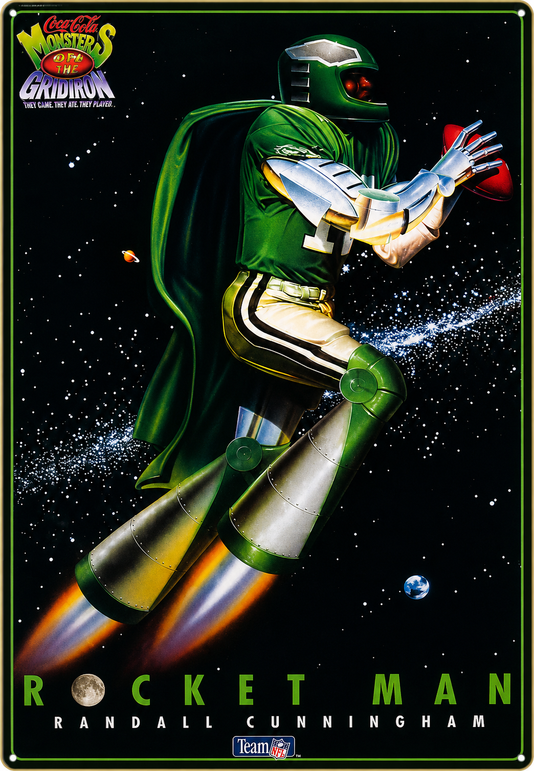 Rocket Man Randall Cunningham Space Football Metal Sign