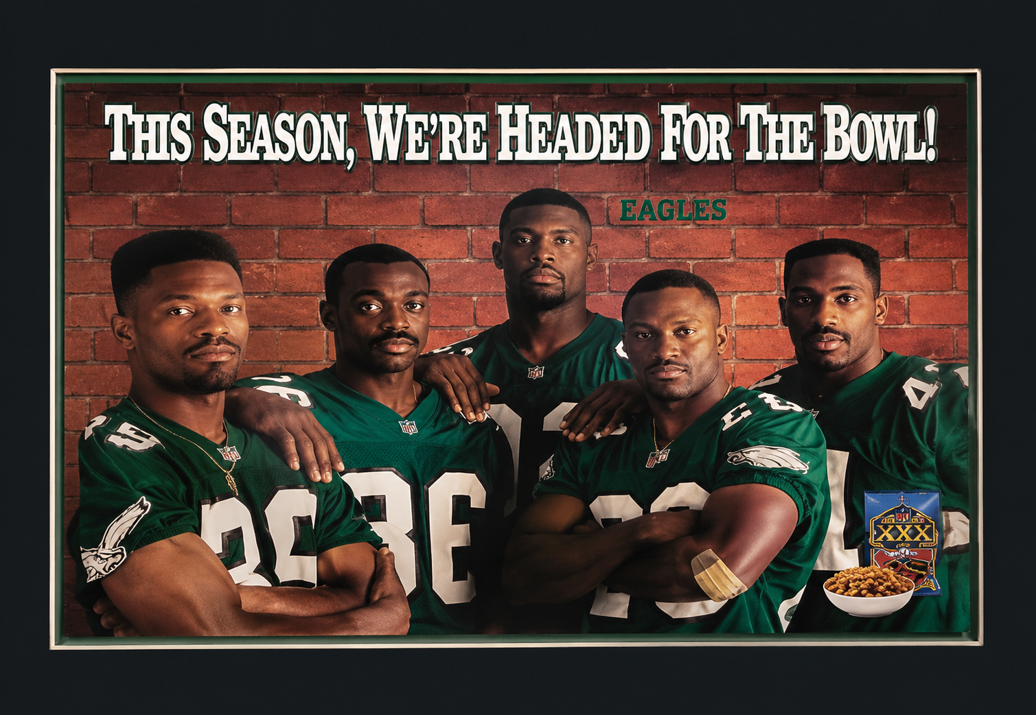 Eagles Football Players “Headed for the Bowl” Framed Wall Art