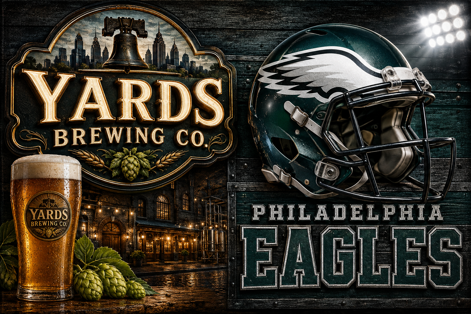 Philadelphia Eagles and Yards Brewing Co. Wall Art Design