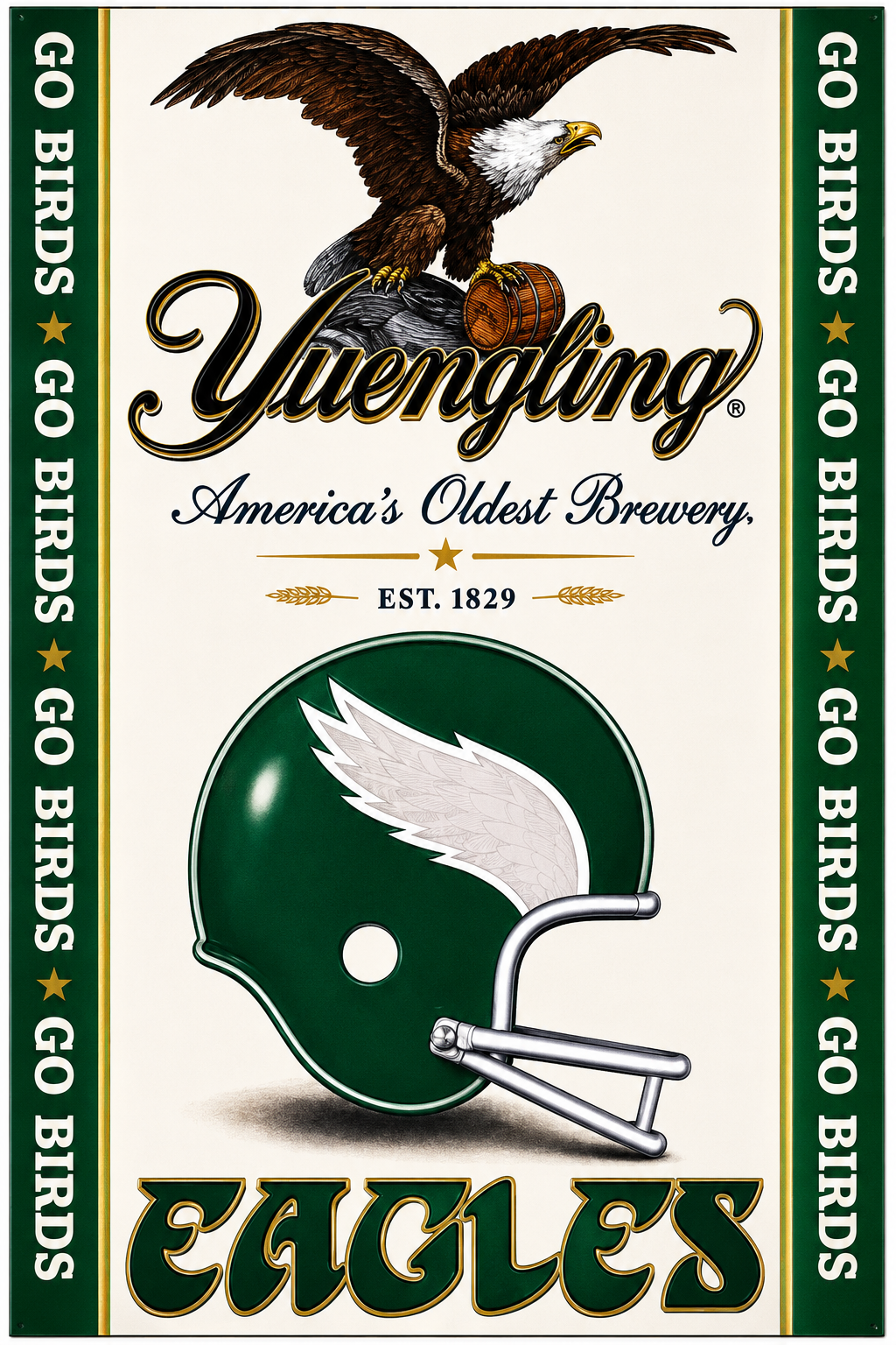 Yuengling Eagles Go Birds Brewery-Themed Wall Sign