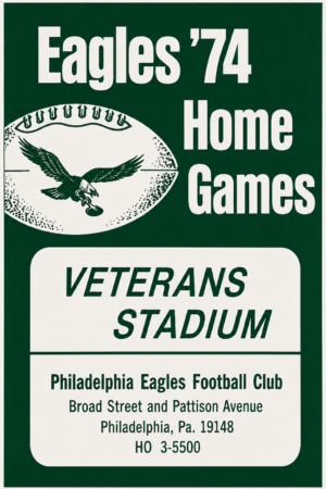 Eagles '74 Home Games Veterans Stadium Football Wall Art