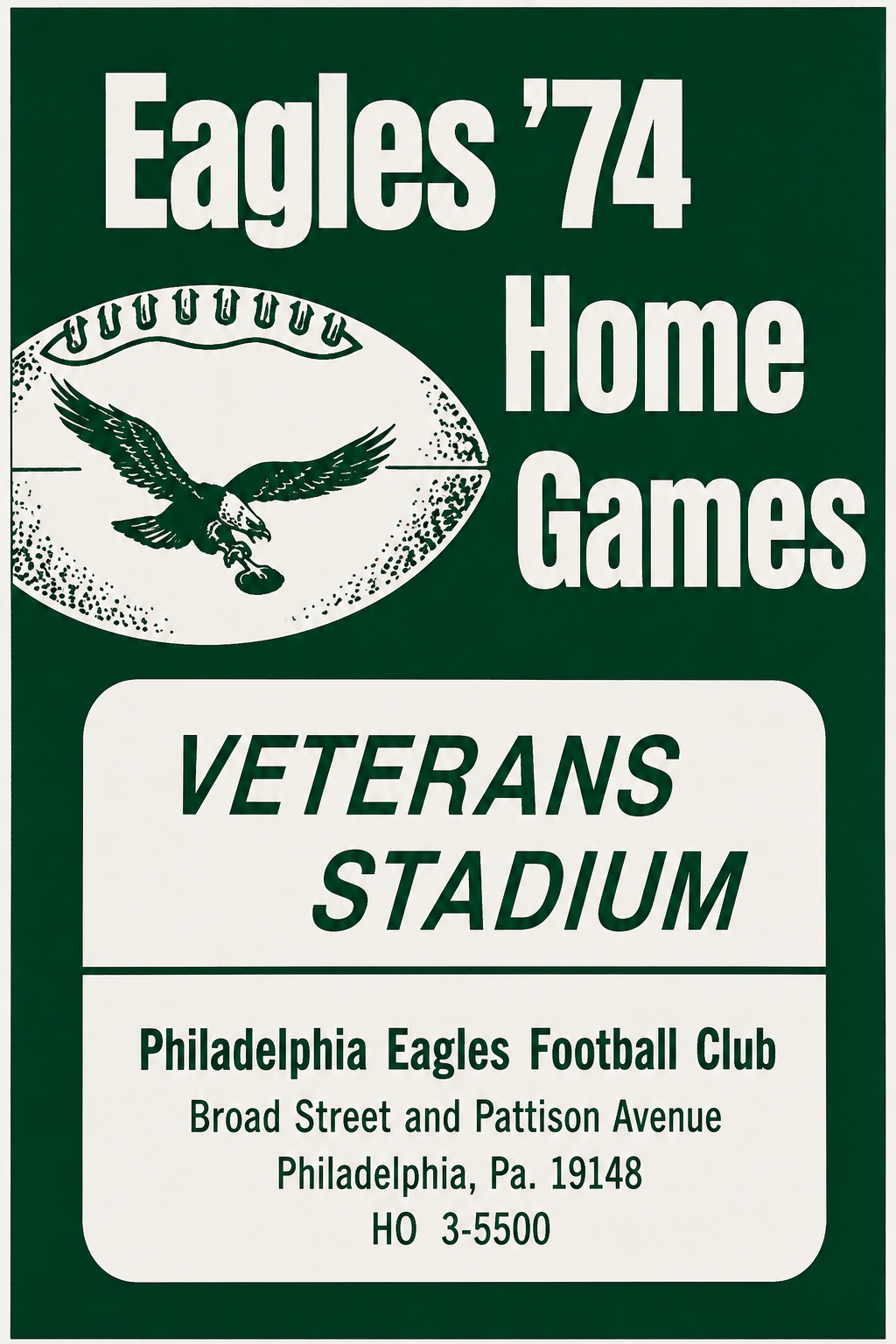 Eagles ’74 Home Games Veterans Stadium Football Wall Art