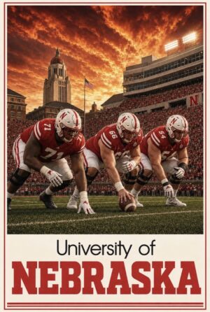 Nebraska Football Stadium Sunset Printed Wall Art