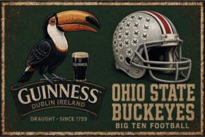 Guinness Toucan & Ohio State Buckeyes Football Wall Sign