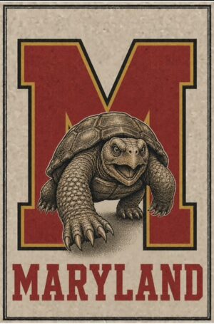 Maryland Terrapin Mascot Vintage-Style Wall Art Print